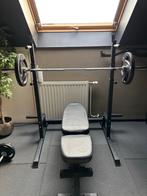 Krachtstation met bankdruk, Squat en dip mogelijkheden, Krachtstation, Armen, Ophalen of Verzenden, Zo goed als nieuw