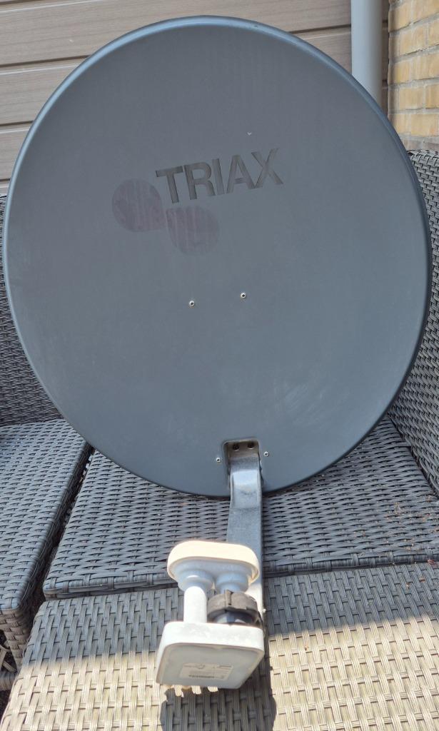 Triax schotel 62cm Quad DUO LNB en beugel, Audio, Tv en Foto, Schotelantennes, Gebruikt, Overige merken, Ophalen