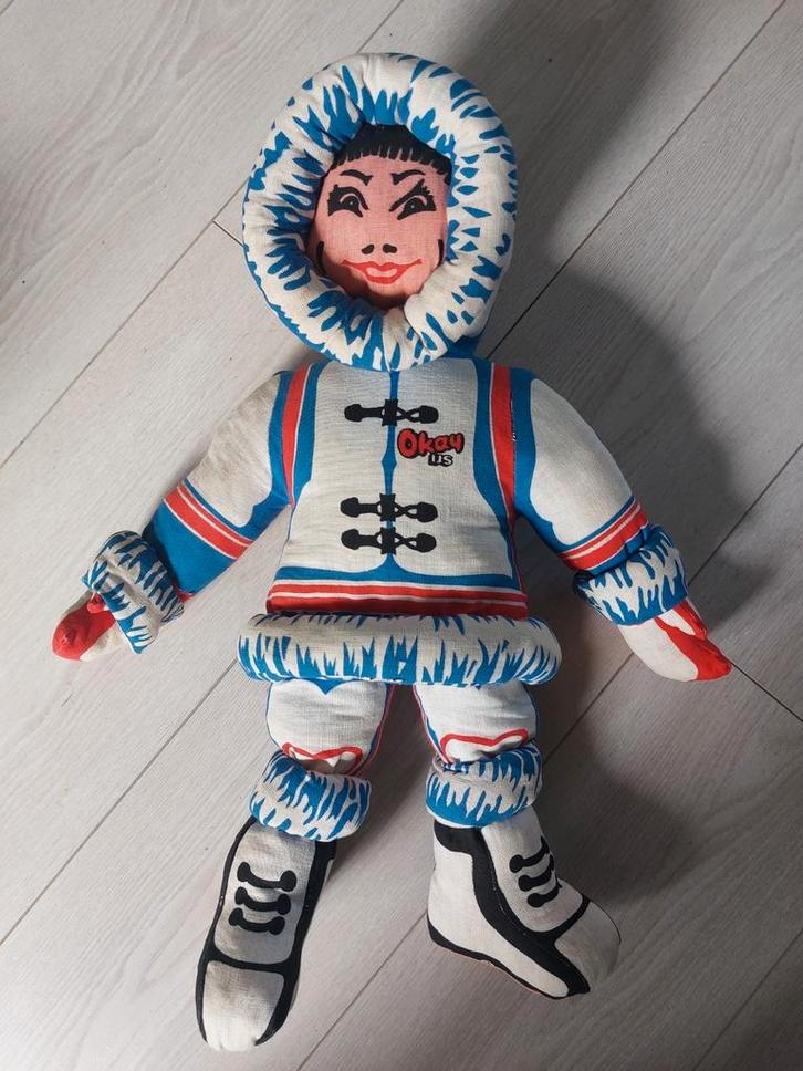 Zeer zeldzame Okay ijs reclame pop 50 cm, Kinderen en Baby's, Speelgoed | Knuffels en Pluche, Zo goed als nieuw, Overige typen