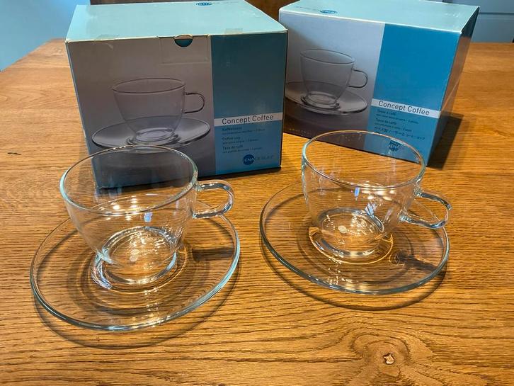 Kop en schotel | glas | NIEUW in doos | Jena Zwiesel | 6 st, Huis en Inrichting, Keuken | Servies, Nieuw, Kop(pen) en/of Schotel(s)