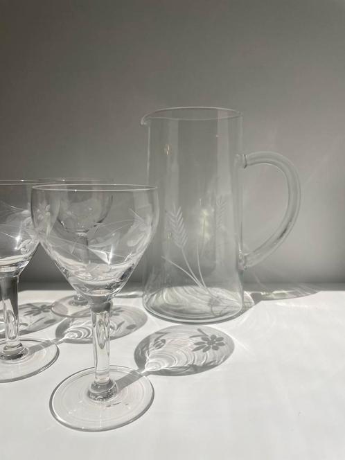 Vintage Set Art Deco Glaasjes en Karaf ‘Summer’, Verzamelen, Glas en Borrelglaasjes, Zo goed als nieuw, Overige typen, Ophalen