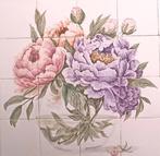 Bloemen, pioenroos, vaas, rose, paars, witjes, tegels, nieuw, Overige materialen, Wandtegels, Nieuw, Minder dan 20 cm