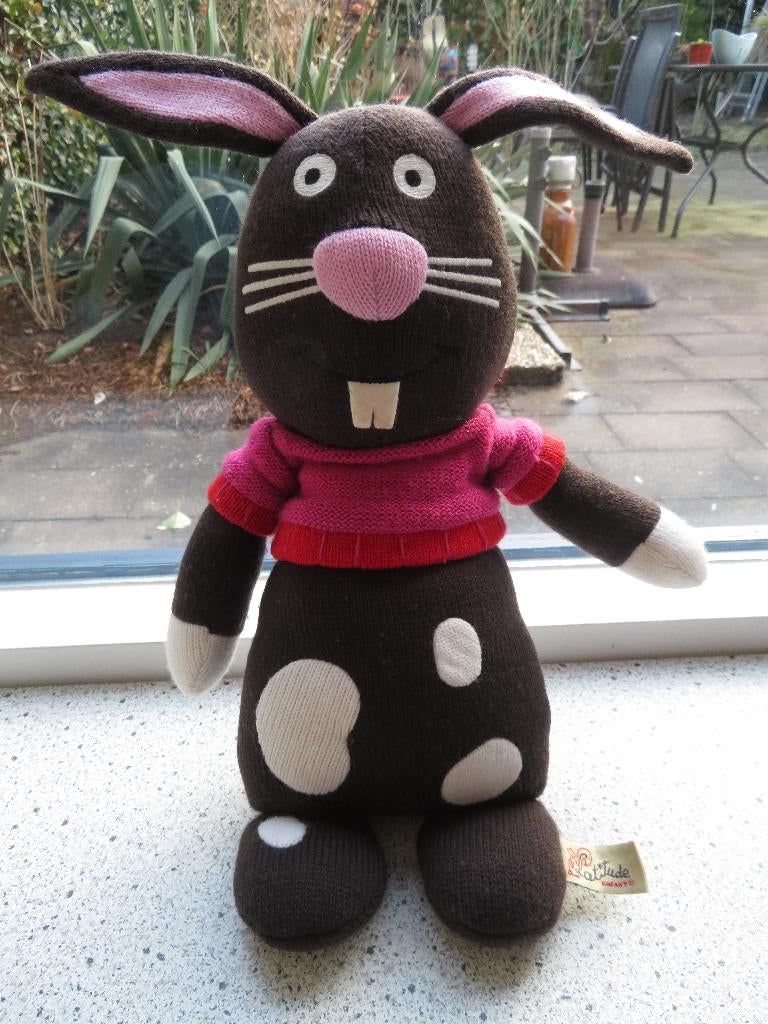 Konijn bruin gebreid merk Latitude enfant meet ca 42 cm, Ophalen of Verzenden, Zo goed als nieuw, Konijn