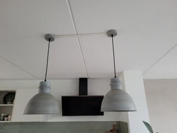 Industriële hanglampen grijs 2 stuks beschikbaar voor biedingen