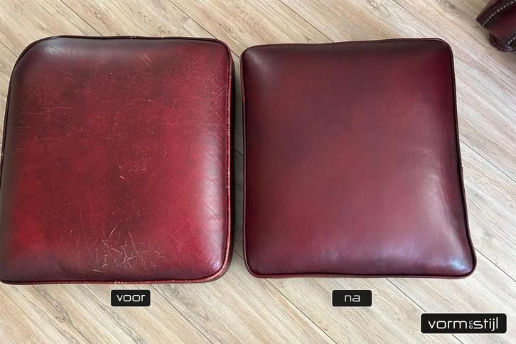 Herstoffering van leren kussens (oa. chesterfield), Huis en Inrichting, Fauteuils, Nieuw, Leer, Minder dan 75 cm, Ophalen of Verzenden