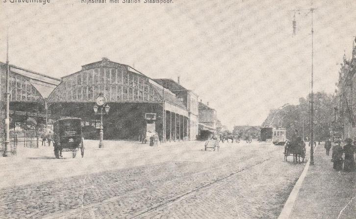 00075 's Gravenhage - Rijnstraat met Station Staatspoor, Verzamelen, Ansichtkaarten | Nederland, Ongelopen, Zuid-Holland, 1920 tot 1940
