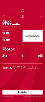 Ajax - Pec Zwolle ticket vak 413, Eén persoon, December