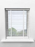 Houten Jaloezie 50mm BxH 60x250cm Wit- 25mm ladderband, 200 cm of meer, ., Wit, Nieuw