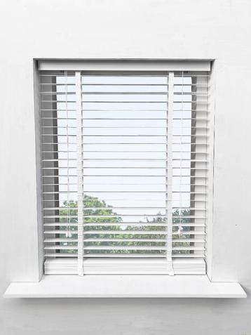 Houten Jaloezie 50mm BxH 60x250cm Wit- 25mm ladderband beschikbaar voor biedingen