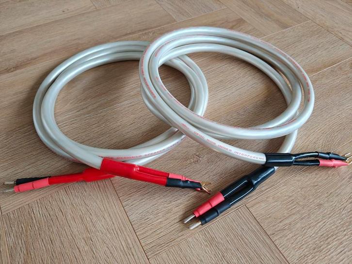 Sharkwire OFHC Luidsprekerkabels - 2,5m Banana/Spade, Audio, Tv en Foto, Audiokabels en Televisiekabels, Zo goed als nieuw, Luidsprekerkabel