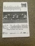 WEDSTRIJD OPSTELLING NEC-DUNFERMLINE 2003, Ophalen of Verzenden, Zo goed als nieuw, Overige binnenlandse clubs, Overige typen