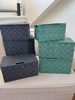 7 opbergmanden kleuren antraciet /grijs en groen, Ophalen of Verzenden, Zo goed als nieuw, Vierkant, Mand