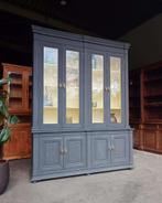 Hoge franse vitrinekast | Buffetkast blauw, antraciet  #2398, Huis en Inrichting, Kasten | Vitrinekasten, Niet ingevuld, 150 tot 200 cm