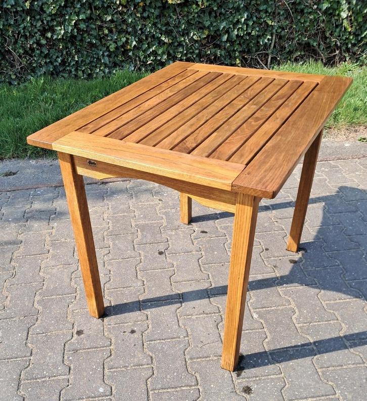 Gloster teakhouten tafel 90x70x72(h)cm, demontabel, Tuin en Terras, Tuintafels, Gebruikt, Rechthoekig, Teakhout, Ophalen