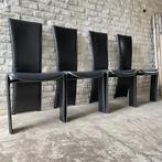4X vintage design jaren 80 eetkamerstoelen, Ophalen, Vintage design, Zwart, Zo goed als nieuw