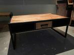 Salontafel metaal met mangohout, Huis en Inrichting, Tafels | Salontafels, Ophalen, Gebruikt, 100 tot 150 cm, 50 tot 100 cm