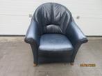 donkerblauwe leren fauteuil, Huis en Inrichting, Ophalen, Gebruikt, 75 tot 100 cm, Leer