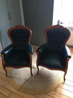 2 stoelen, donkergroen skai, Victoriaanse stijl, Antiek en Kunst, Antiek | Meubels | Stoelen en Banken, Ophalen of Verzenden