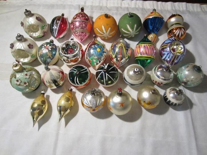 Oude - Vintage - Retro - Gekleurde Kerstboomversiering - L9, Diversen, Kerst, Gebruikt, Ophalen of Verzenden