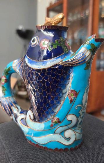 Cloisonné Theepot Visvorm verguld - 14cm beschikbaar voor biedingen