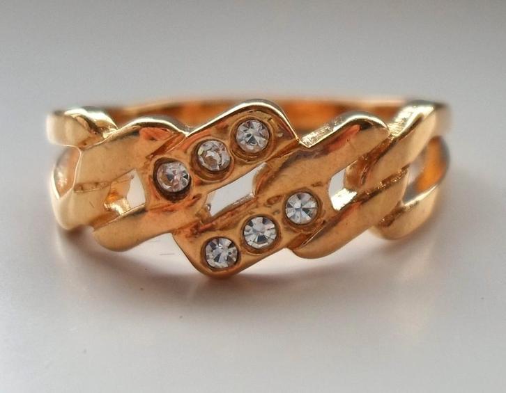 AVON Ring. Leonora. Crystal steentjes. Goldplated., Sieraden, Tassen en Uiterlijk, Ringen, Nieuw, Dame of Heer, 19 tot 20, Goud