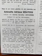 Wouters x Adriaansen 1890 Alphen en Riel 1963 Poppel, Ophalen of Verzenden, Bidprentje