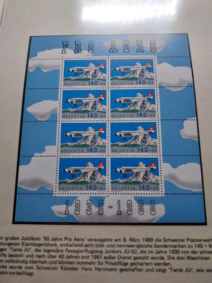 Pro Aero Zwitserland 1938-1988 Blok Postfris, Postzegels en Munten, Postzegels | Volle albums en Verzamelingen, Buitenland, Ophalen of Verzenden