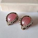 Oude vintage oorbellen clips rose steen, Sieraden, Tassen en Uiterlijk, Antieke sieraden, Verzenden, Overige materialen, Oorbellen