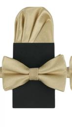 Vlinderstrik met Pochet handgeweven Goud met spikkel -NIEUW-, Ophalen of Verzenden, Nieuw, Overige kleuren, Met patroon