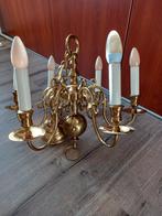 Sierlijke koperen kroonluchter 6 armen, Ophalen, Gebruikt, Metaal, Antiek, klassiek