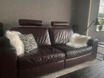 Mooie leren bank en 2 fauteuils GRATIS, Ophalen of Verzenden, Zo goed als nieuw, 75 tot 100 cm