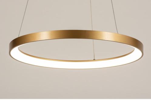 Grote ronde led hanglamp van messing, Huis en Inrichting, Lampen | Hanglampen, Zo goed als nieuw, Metaal, Ophalen