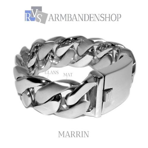 Rvs armband Glans Mat RVS heren sieraden rvs zilver., Sieraden, Tassen en Uiterlijk, Armbanden, Nieuw, Staal, Zilver, Verzenden