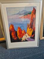 Schilderij zee met landschap 65 breedte hoogte 85, Antiek en Kunst, Kunst | Litho's en Zeefdrukken, Ophalen of Verzenden