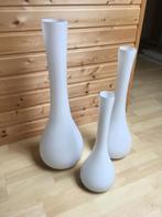 Set witte vazen. Leonardo, Ophalen, 50 tot 75 cm, Wit, Glas