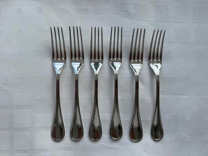 Christofle Albi - 6 verzilverde kleine vorken (17 cm), Antiek en Kunst, Antiek | Bestek, Ophalen of Verzenden