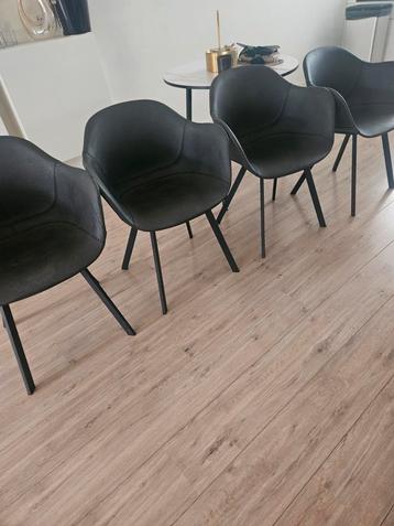 4 leren eetkamerstoelen - antraciet grijs beschikbaar voor biedingen