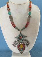 Hals ketting met koraal en stenen - Himalaya - 20e eeuw, Ophalen of Verzenden, Gebruikt, Rood, Steen of Mineraal