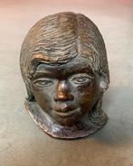 Meisjeskopje van klei met bronsgietlaag; Jo Ritt, jaren 60, Ophalen of Verzenden