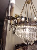 Zeer oude werkende plafond lamp kristallen pegels, Ophalen, Heikant 21 Kaatsheuvel, Barok, boudoir, brocante romantisch lieflijk klassiek