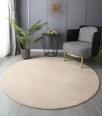 Beige Fluwelen Rond Vloerkleed Kleed Tapijt Fleece Vloermat, Verzenden, Nieuw, Beige, Rond