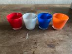 4 gekleurde EK/WK theelichtjes houders Nederlandse vlag, Overige materialen, Ophalen of Verzenden, Zo goed als nieuw, Minder dan 25 cm