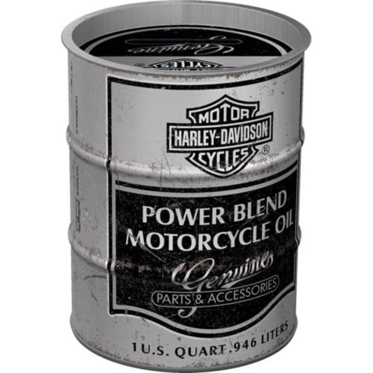 Harley Davidson power blend oil barrel reclame spaarpot, Verzamelen, Automerken, Motoren en Formule 1, Nieuw, Auto's, Ophalen of Verzenden