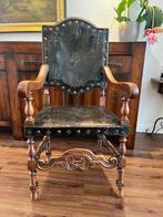 Antiek leren stoel circa 1900 €75, Antiek en Kunst, Antiek | Meubels | Stoelen en Banken, Ophalen