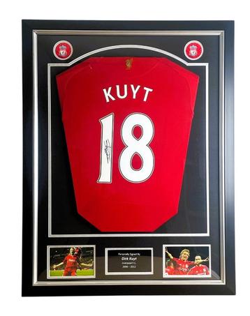 Dirk Kuyt Liverpool 2008-2010 Gesigneerd Ingelijst Shirt beschikbaar voor biedingen