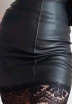 Leren rok met mooi patroon maat M, Verzenden, Zo goed als nieuw, Zwart
