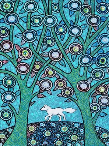 Uniek Handgeschilderd Schilderijtje Poolvos Nieuw 18x24 cm beschikbaar voor biedingen