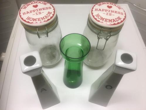 2x wekpotten / wekflessen, 3x decoratieve keramiek en glas, Antiek en Kunst, Antiek | Keramiek en Aardewerk, Ophalen