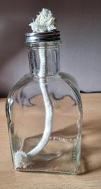 Oliefles helder glas met verwisselbaar lont, Huis en Inrichting, Woonaccessoires | Kandelaars en Kaarsen, Overige materialen, Overige kleuren