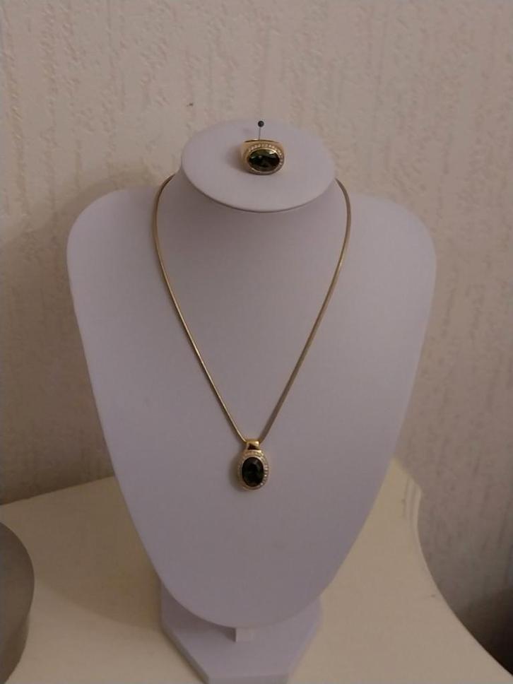 Mooie zilveren 925 vergulde sieraden set., Sieraden, Tassen en Uiterlijk, Kettingen, Zo goed als nieuw, Zilver, Goud, Met hanger